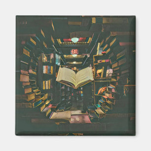 Illustratie met boekenliefhebber magneet