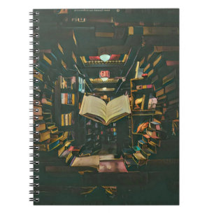 Illustratie met boekenliefhebber notitieboek
