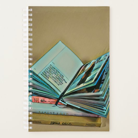 Illustratie met boekenliefhebber planner (Voorkant)