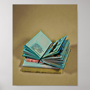 Illustratie met boekenliefhebber poster