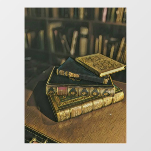 Illustratie met boekenliefhebber raamsticker (Vel)