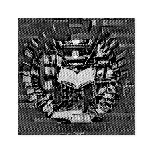 Illustratie met boekenliefhebber rubberstempel (Afrduk)