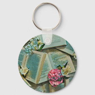 Illustratie met boekenliefhebber sleutelhanger