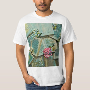 Illustratie met boekenliefhebber t-shirt