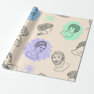 Illustratie met de contouren van de Griekse beelde Cadeaupapier