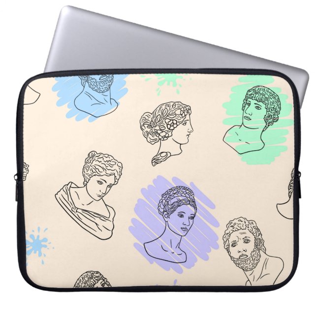 Illustratie met de contouren van de Griekse beelde Laptop Sleeve (Voorkant)