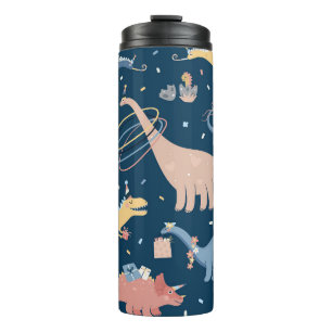 illustratie met dino's verjaardagsfeest. S Thermosbeker