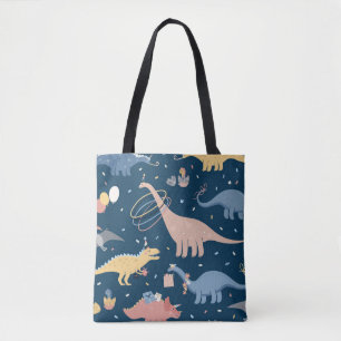 illustratie met dino's verjaardagsfeest. S Tote Bag