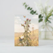 illustratie met distel en vlinders briefkaart (Staand voorkant)