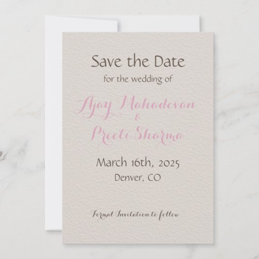 Illustratie met een Indiase paraplu met roze parap Save The Date (Achterkant)
