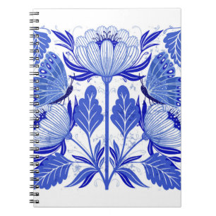 illustratie met geïsoleerde vlinders en bloemen notitieboek