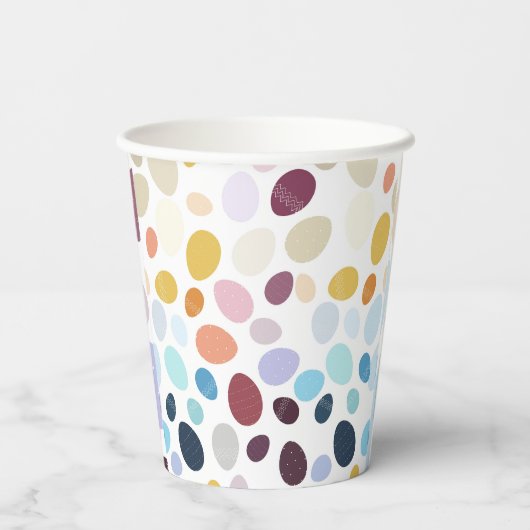 Illustratie met gradiënt gekleurde eieren. papieren bekers (Achterkant)