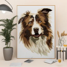 Illustratie met hand-gekleurd rand collie