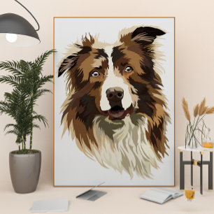 Illustratie met hand-gekleurd rand collie poster