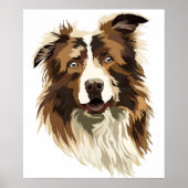 Illustratie met hand-gekleurd rand collie poster (Voorkant)