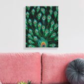 Illustratie met Peacock-veren op zwart Canvas Afdruk (Insitu (Woonkamer))