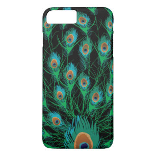 Illustratie met Peacock-veren op zwart Case-Mate iPhone Case