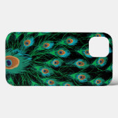 Illustratie met Peacock-veren op zwart Case-Mate iPhone Case (Achterkant (horizontaal))