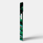 Illustratie met Peacock-veren op zwart Case-Mate iPhone Case (Achterkant / Rechts)