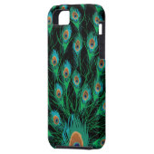 Illustratie met Peacock-veren op zwart Case-Mate iPhone Case (Achterkant Links)