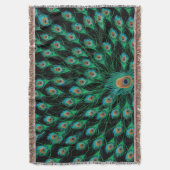 Illustratie met Peacock-veren op zwart Deken (Voorkant Verticaal)