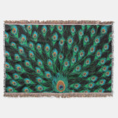 Illustratie met Peacock-veren op zwart Deken (Voorkant)