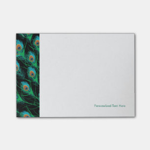 Illustratie met Peacock-veren op zwart Post-it® Notes