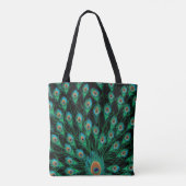 Illustratie met Peacock-veren op zwart Tote Bag (Achterkant)