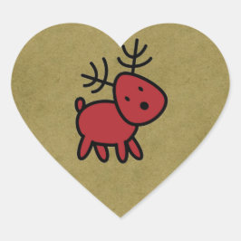 Illustratie met rode kerstrenrendieren hart sticker
