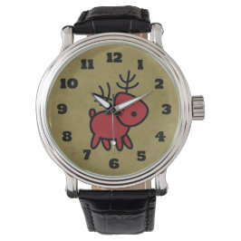 Illustratie met rode kerstrenrendieren horloge