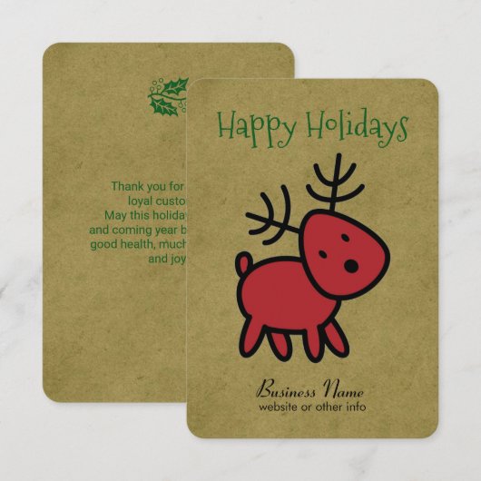 Illustratie met rode kerstrenrendieren kaart (Voorkant / Achterkant)