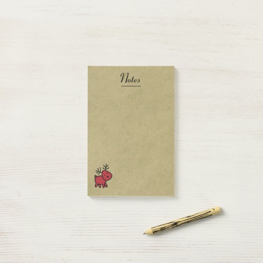 Illustratie met rode kerstrenrendieren post-it® notes (Op bureau)