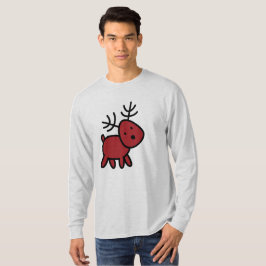 Illustratie met rode kerstrenrendieren t-shirt