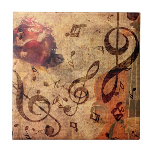  illustratie met roos en viool tegeltje (Voorkant)