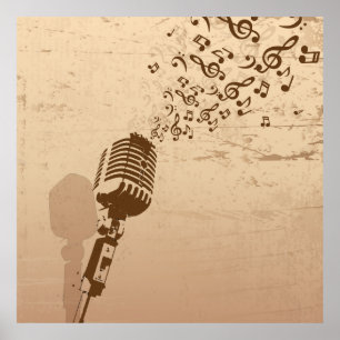Illustratie microfoonmuziek weergeven poster