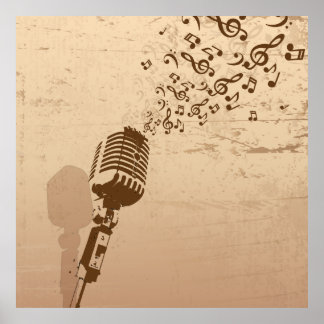 Illustratie microfoonmuziek weergeven poster