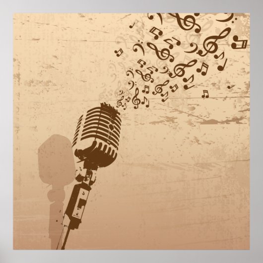 Illustratie microfoonmuziek weergeven poster (Voorkant)