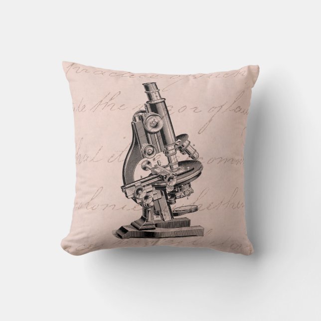 Illustratie  microscoop Roze Steampunk Kussen (Voorkant)