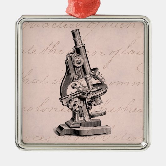 Illustratie  microscoop Roze Steampunk Metalen Ornament (Voorkant)