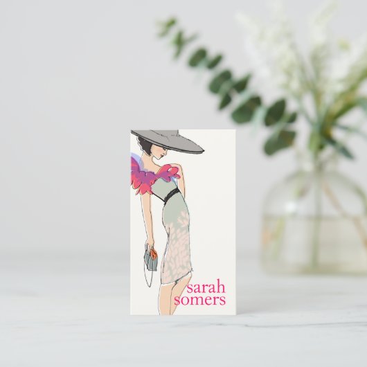 Illustratie, Mode blogger, stijlvol Mode model Visitekaartje (Staand voorkant)
