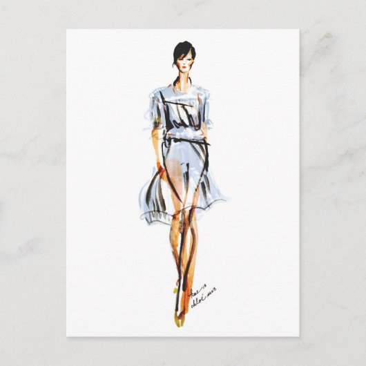 Illustratie mode | Chloe Pastel Chiffon Dress Briefkaart (Voorkant)