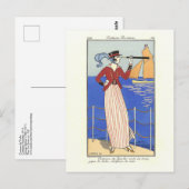 Illustratie Mode Costume de Yacht- Barbier Briefkaart (Voorkant / Achterkant)
