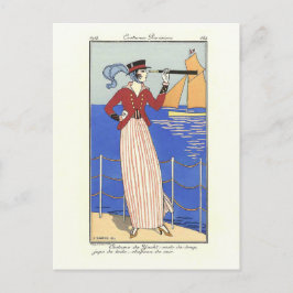 Illustratie Mode Costume de Yacht- Barbier Briefkaart