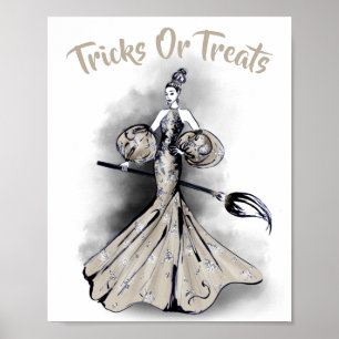 Illustratie Mode Elegant Halloween Witch Poster
