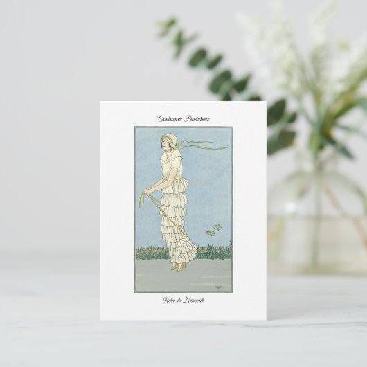 Illustratie Mode van Barbier Fine Art Robe Nansouk Briefkaart (Staand voorkant)