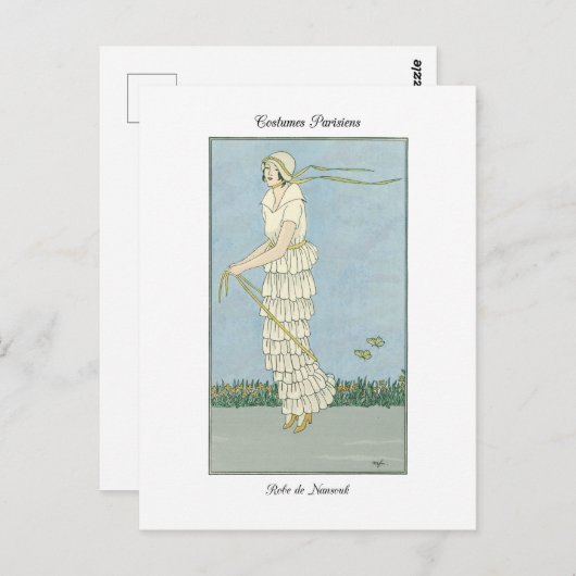 Illustratie Mode van Barbier Fine Art Robe Nansouk Briefkaart (Voorkant / Achterkant)