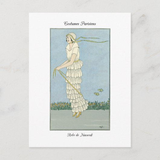 Illustratie Mode van Barbier Fine Art Robe Nansouk Briefkaart (Voorkant)
