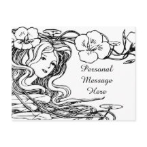 Illustratie Mooie Dame Stromend Haar & Bloemen