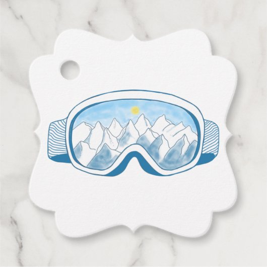 Illustratie Mountain Ski Goggles Bedankjes Labels (Voorkant)