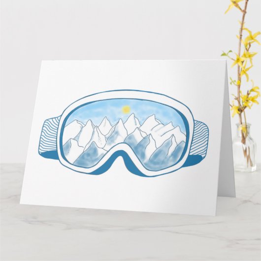 Illustratie Mountain Ski Goggles Kaart (Gele Bloem)